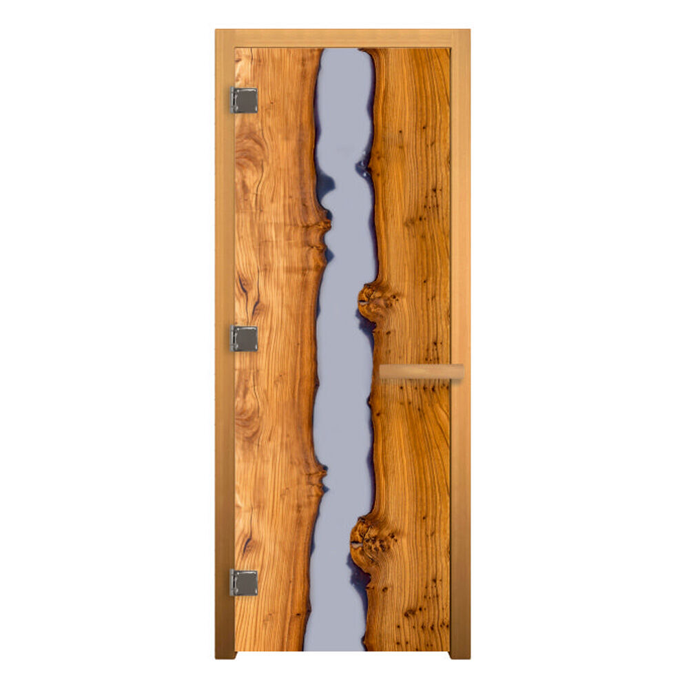 Дверь для бани стекло ДЕКОР "СЛЭБ" ЛЮКС 190х70 (8мм, 3 петли 710 CR) (ОСИНА)